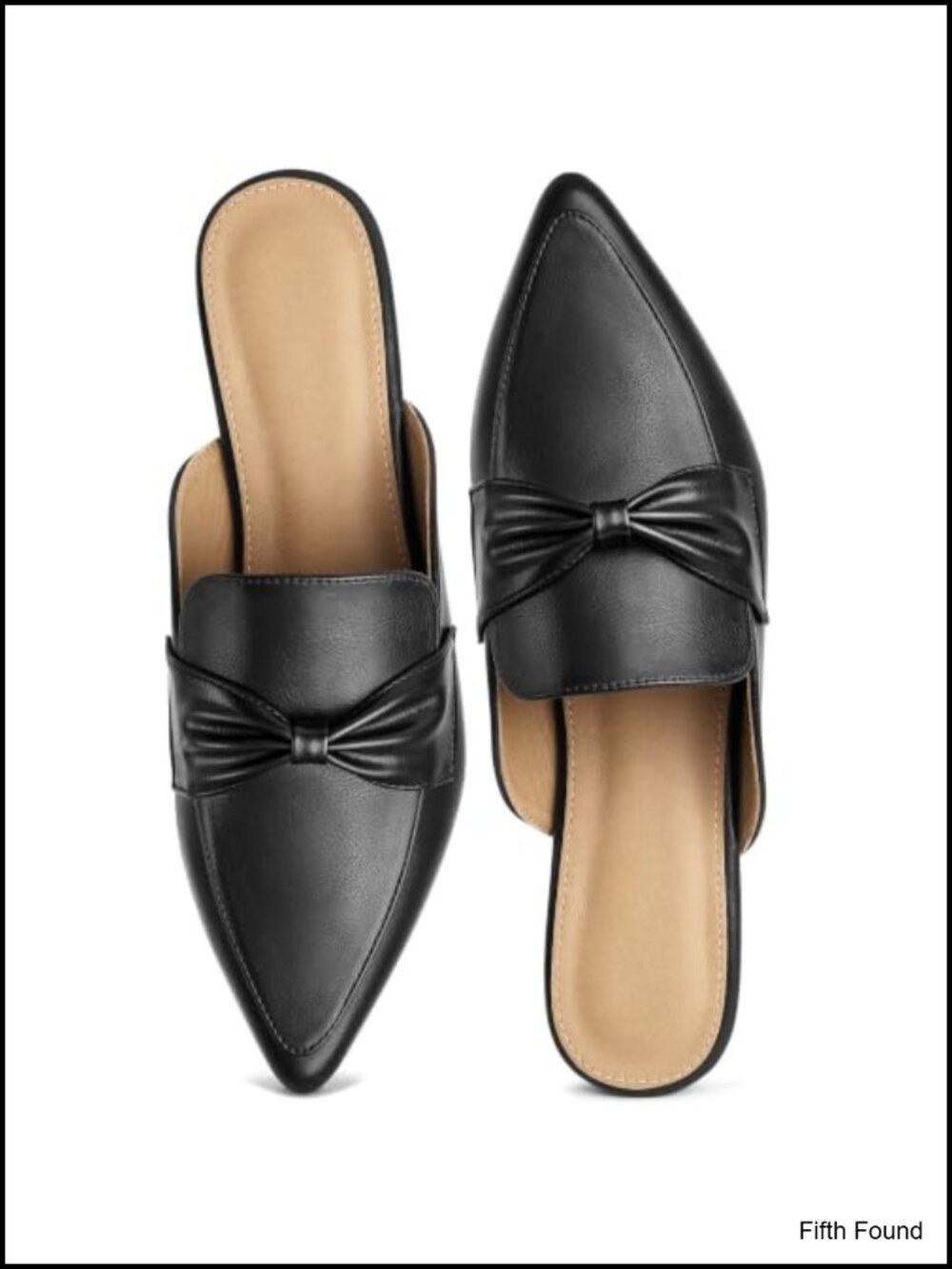 Women's Pointed Toe Mules Bow Slip On Backless Flats Comfortable Dress Shoes